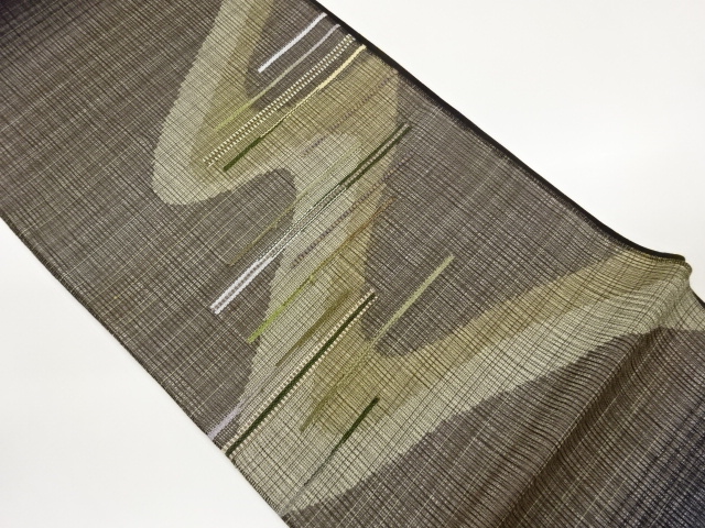 JAPANESE KIMONO / FUKURO OBI FOR SUMMER / WOVEN STREAM WATER & STRIPE 